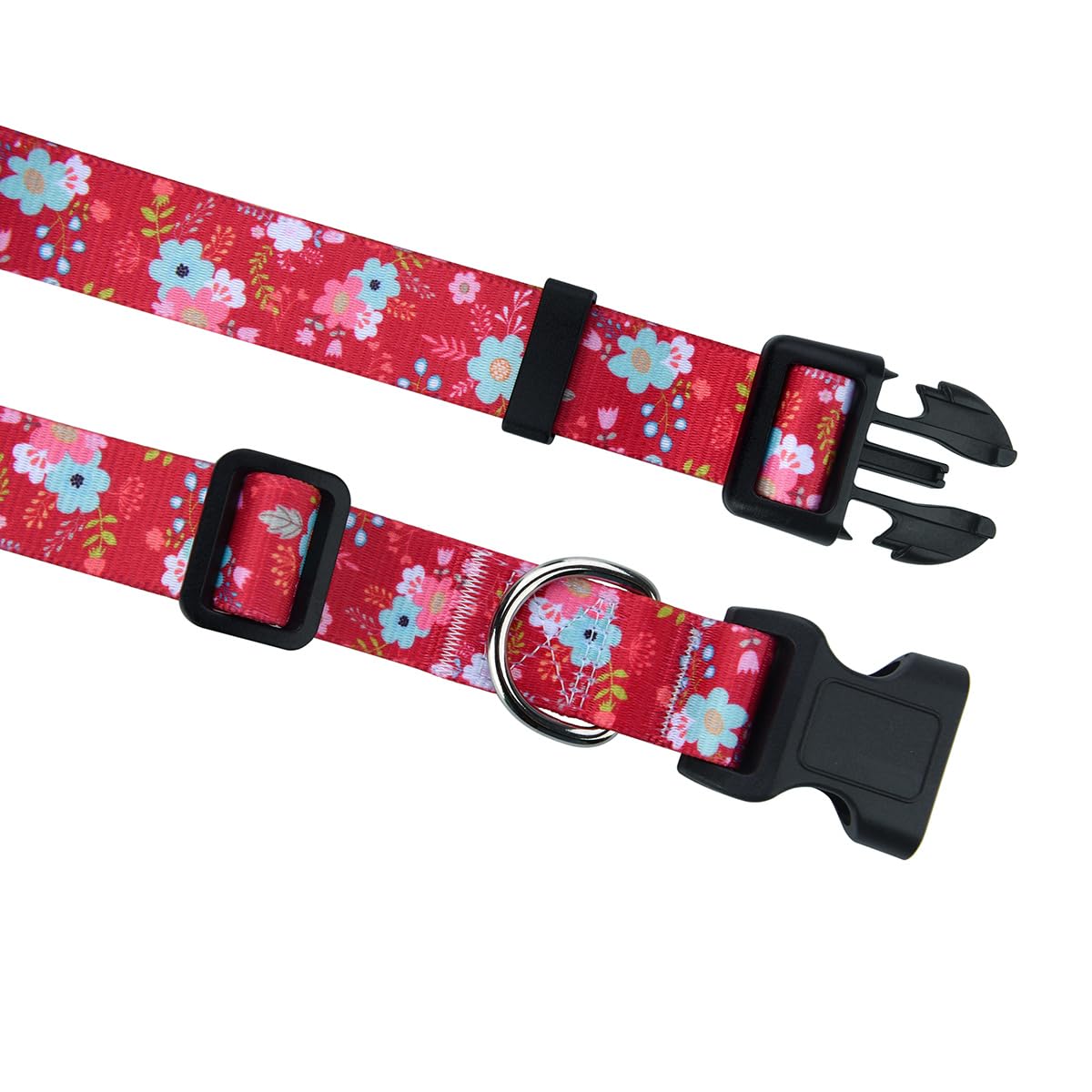 Mihqy Dog Collar And Leash Set With Bohemia Floral Tribal Geometric Patterns - Soft Ethnic Style Collar Adjustable For Small Medium Large Dogs(Red Floral Set,M)