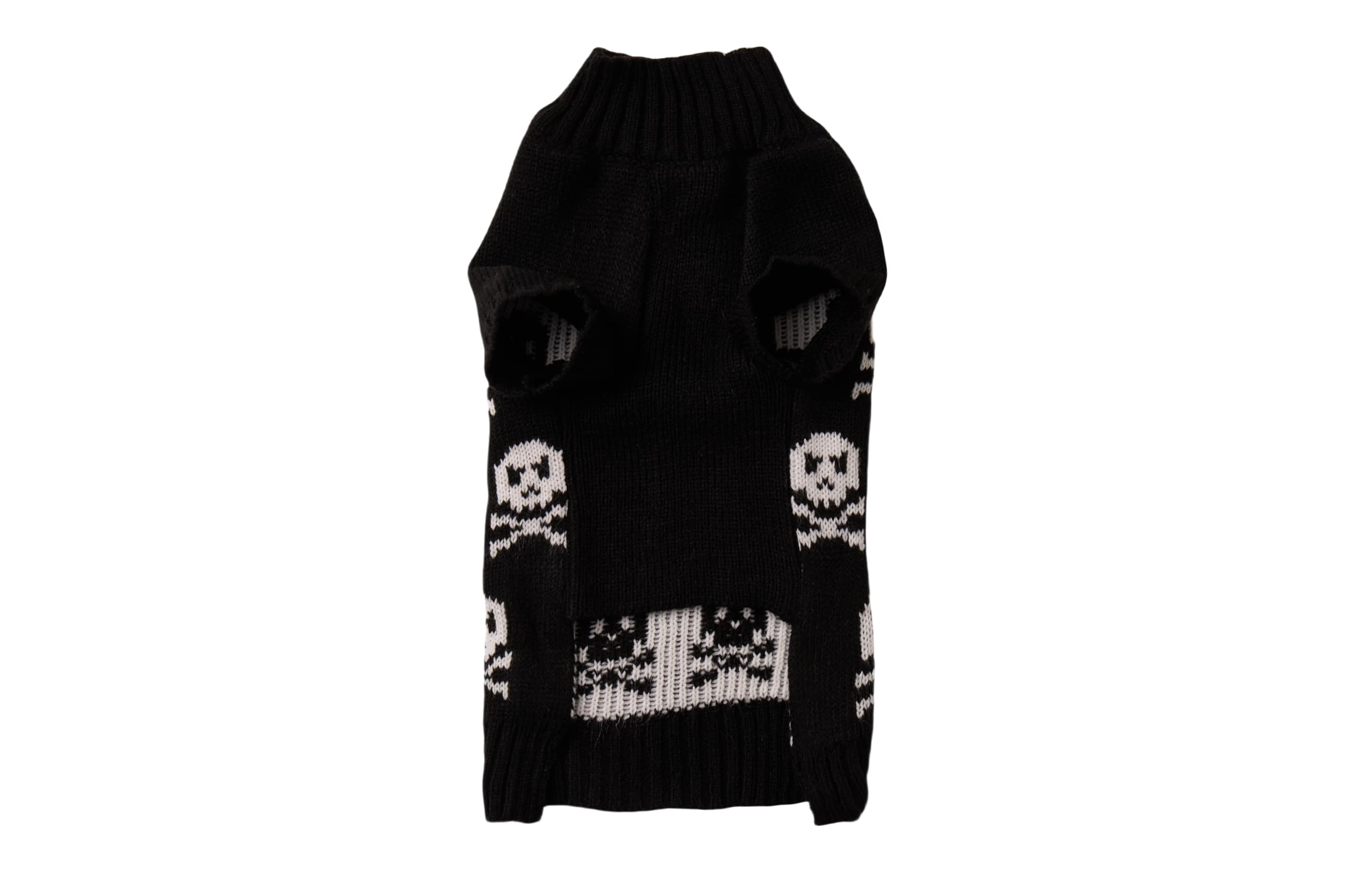 Lanyarco Black Fashion Pet Cat Halloween Clothes Skull Kitten Puppy Halloween Sweater, X-Small (Xs) Size 9'' Back