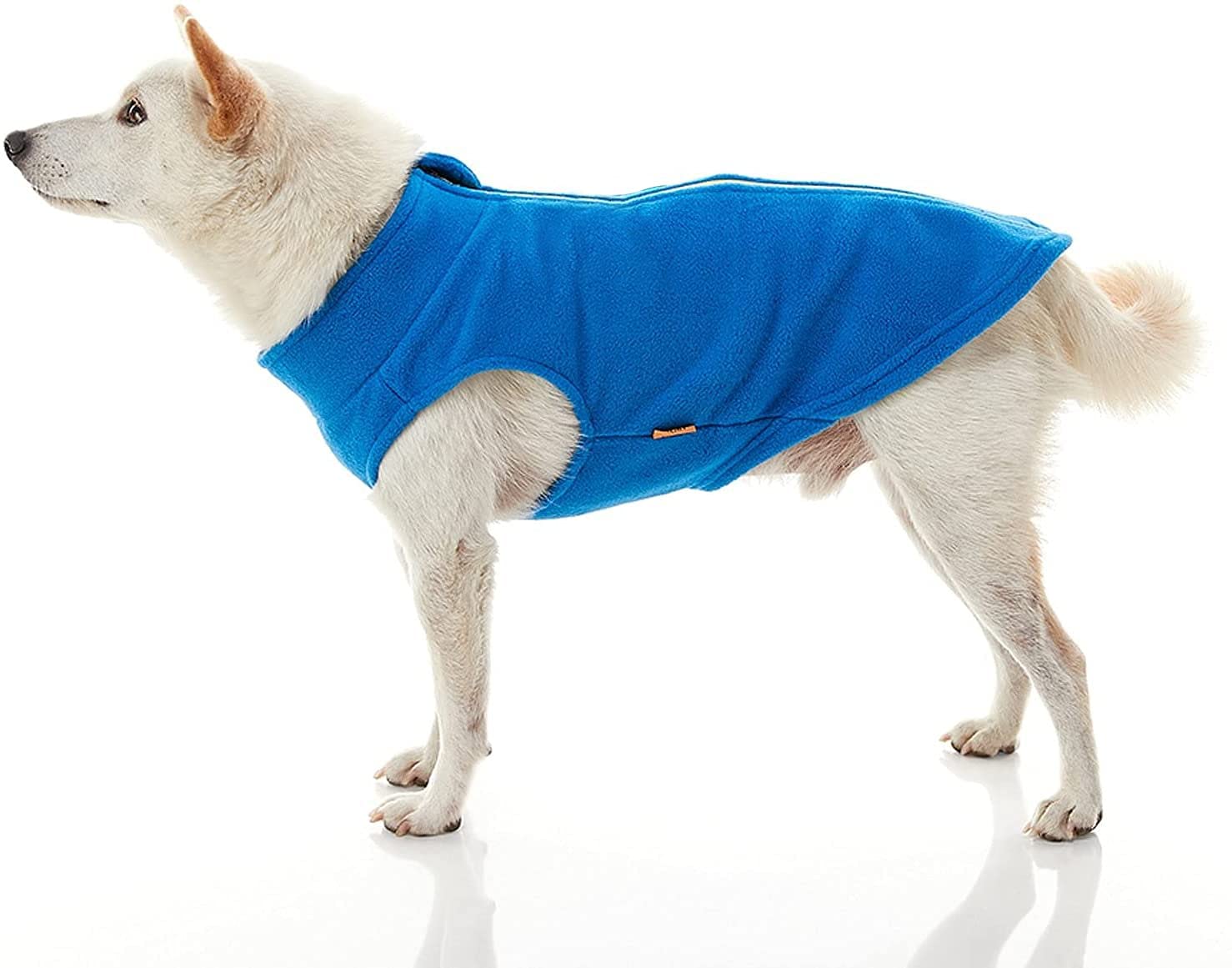 Gooby Zip Up Fleece Dog Sweater For Small And Medium Dogs, Blue, 3X-Large, Winter Pullover Jacket Without Ring Leash