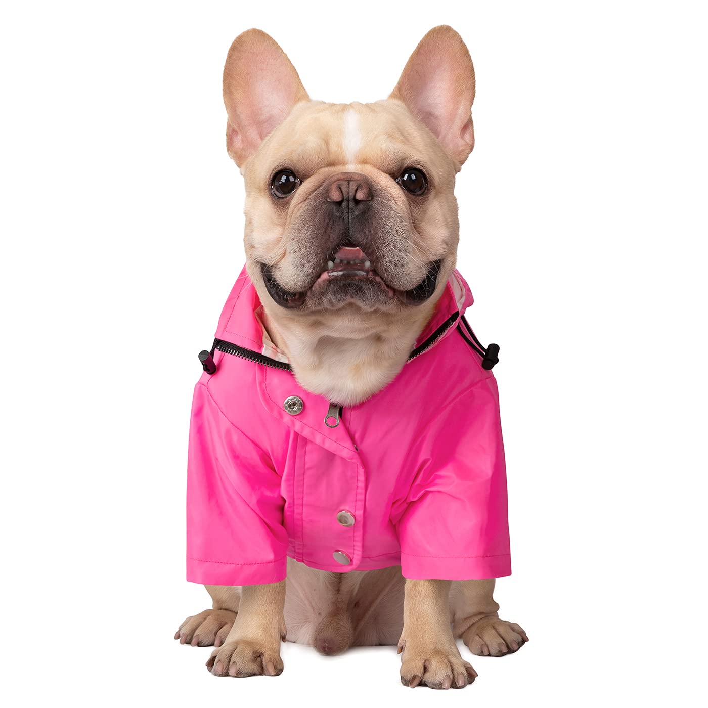 HDE Dog Raincoat Double Layer Zip Rain Jacket with Hood for Small to Large Dogs Pink - M