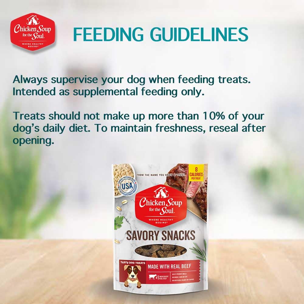 Chicken Soup For The Soul Pet Food Savory Snacks Dog Treats, Beef, 6 Ounce Bag | Soy, Corn & Wheat Free, No Artificial Flavors o