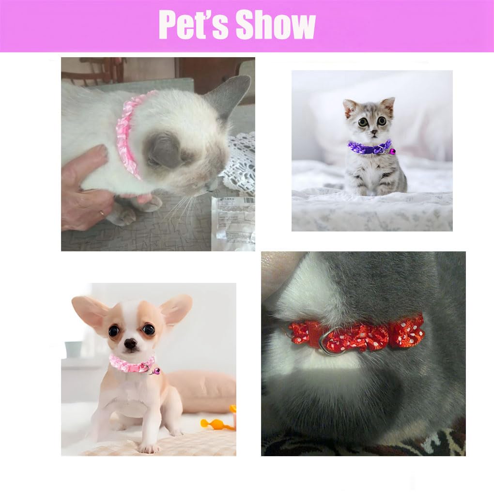 Pink Bell Collar For Small Dogs, Bell Collar For Cats Collar With Bell Lace Adjustable For Xxs Xs Small Pet Dogs Puppy Collar An