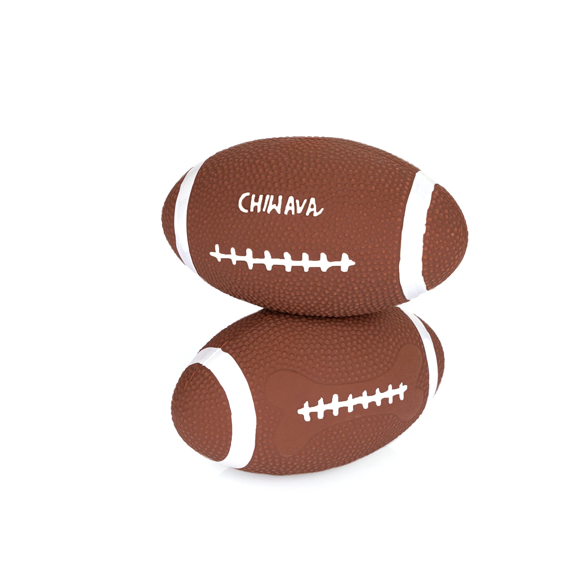Chiwava 2 Pack 6'' Squeaky Latex Dog Toy Balls Football Rugbys Fetch Interactive Toy For Medium Large Dogs