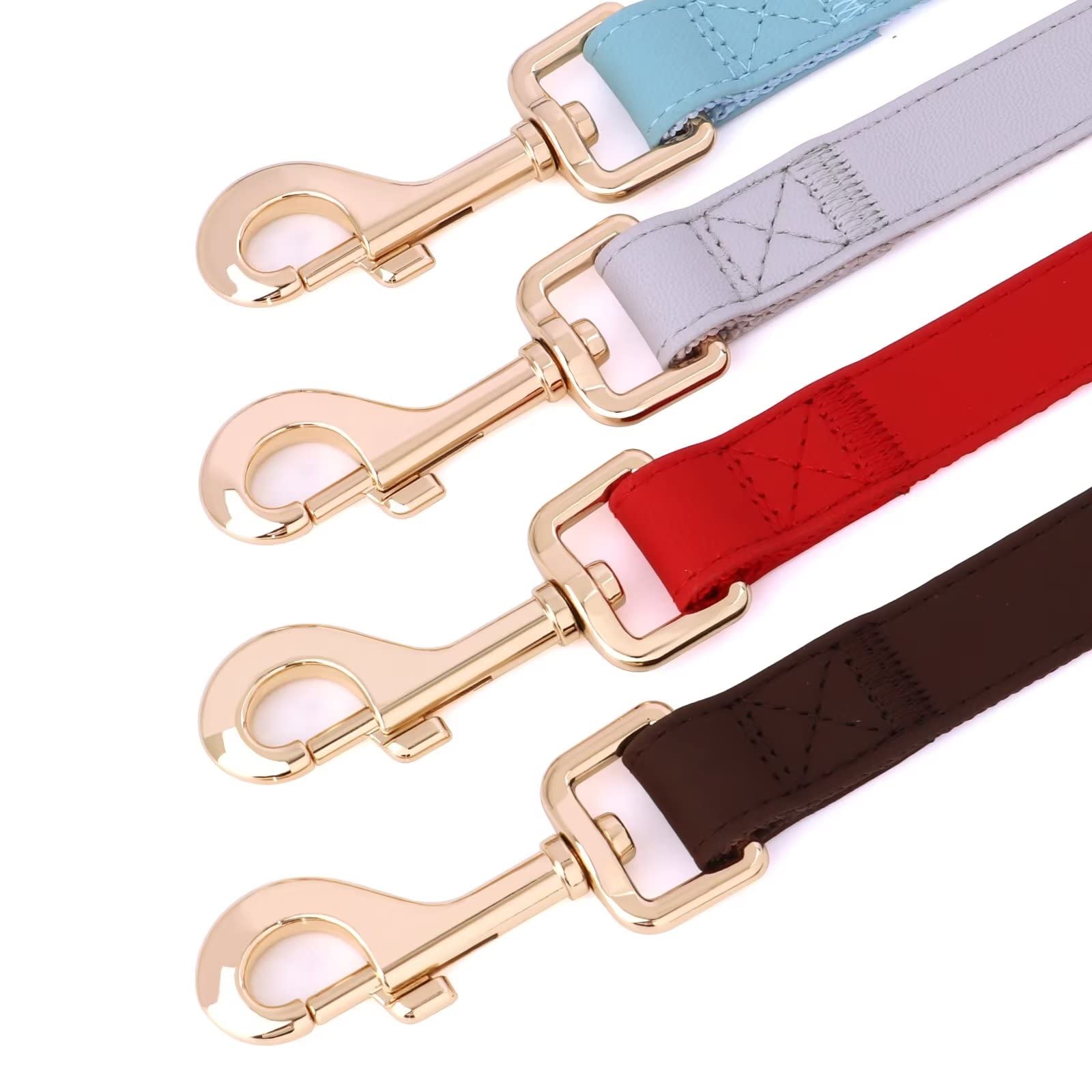 Pet Artist Charming Nylon Dog Collar With Leather Soft Comfy Elegant Nylon Collars For Dogs Small Medium Large 4 Bright Solid Color For Choosing Blue Red Brown Grey (Blue,Neck Fit 13-19'')