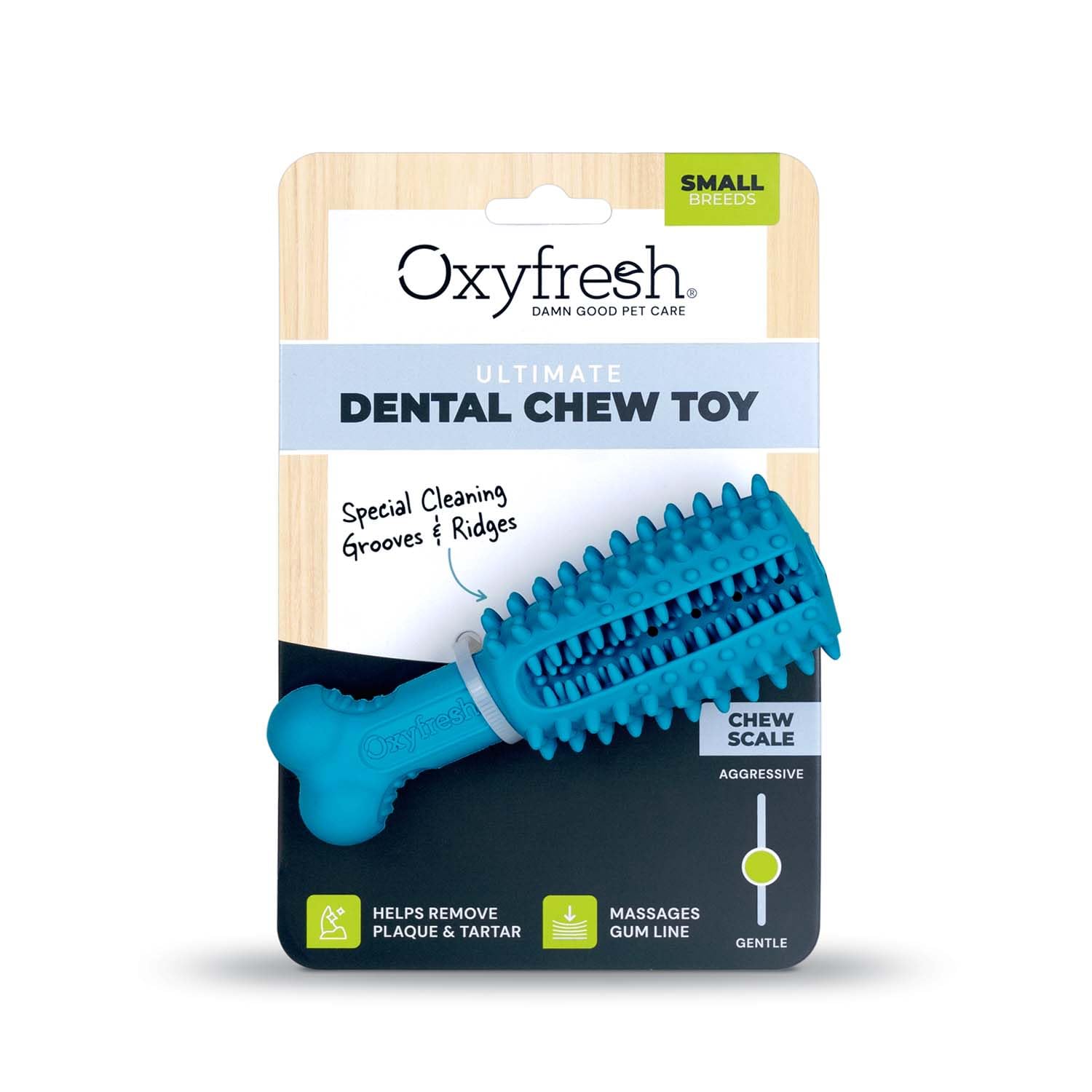 Oxyfresh Dog Dental Chew Toy - Best Durable Rubber Dog Toy & Puppy Teething Toy - Helps Remove Plaque, Cleans Teeth & Freshens B