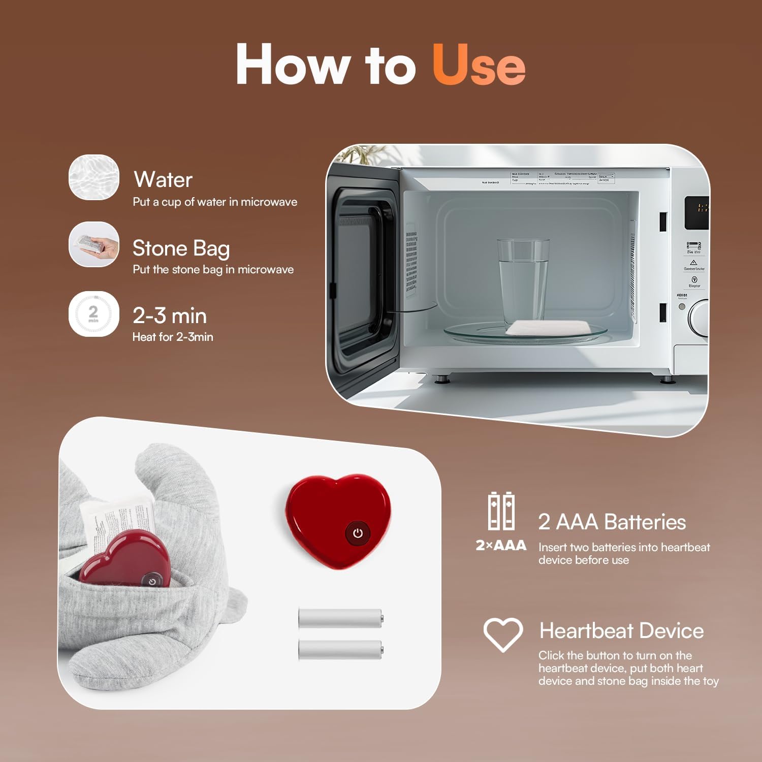 All For Paws Heartbeat Cat Plush Toy - Calming Kitten Companion With Realistic Heartbeat, Anxiety Relief For Indoor Cats Dogs Pe