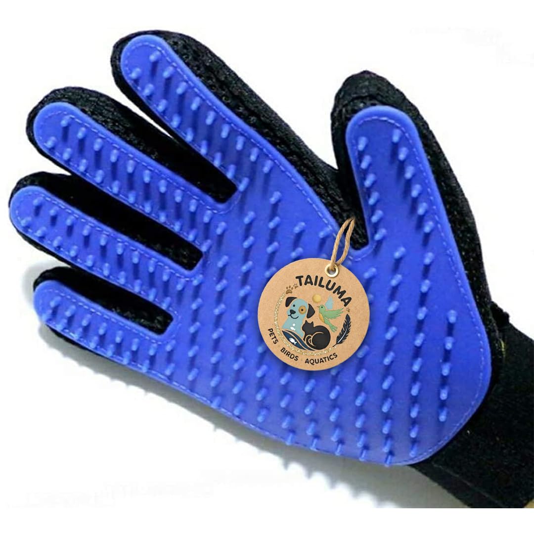 Tailuma Pet Grooming Glove For Dogs & Cats  Silicone Deshedding Hair Remover Brush, Gentle Massage Bath Glove For Pet Fur Clean