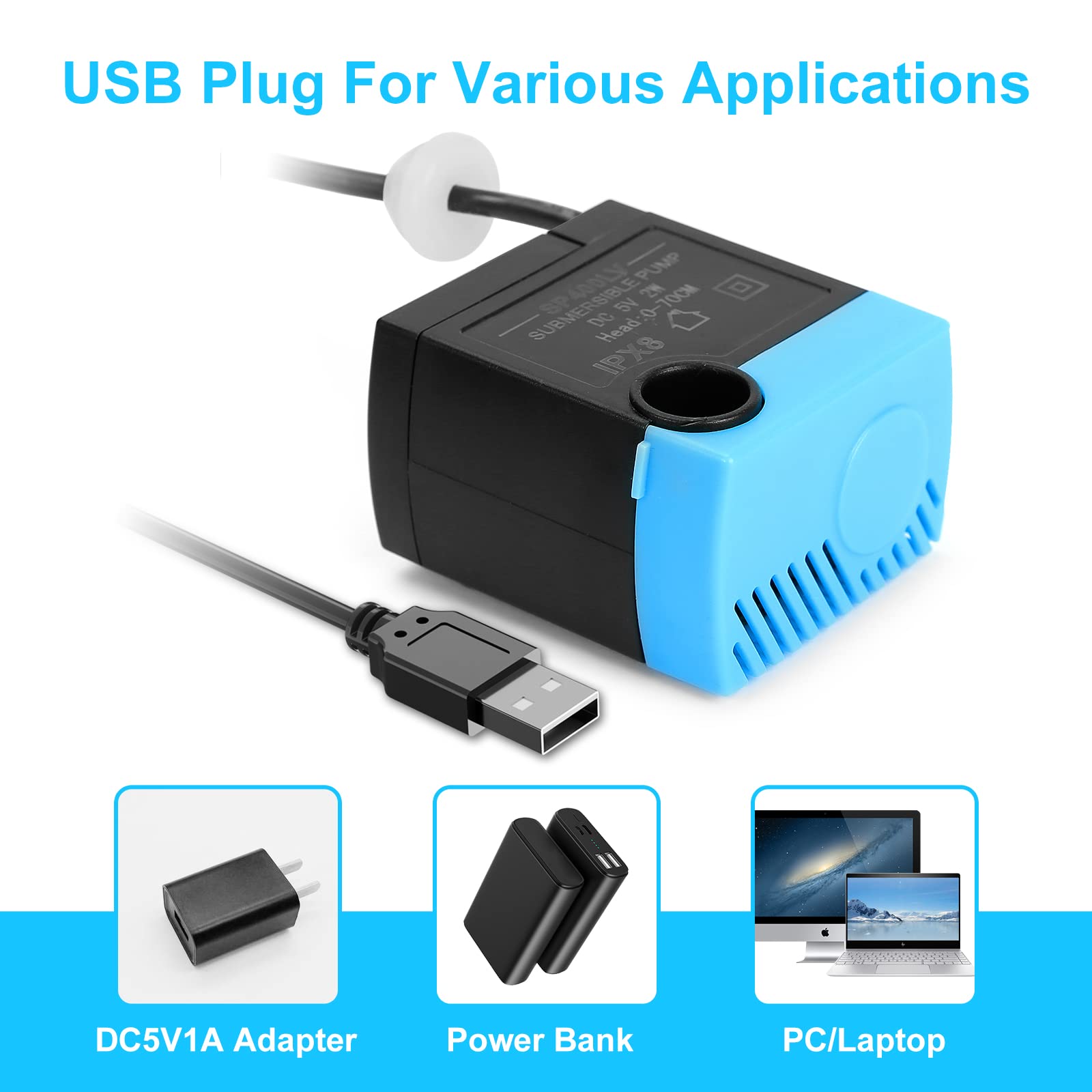 Sanklev Sp-400Lv Cat And Dog Water Fountain Pump With Grommet,Usb Replacement Pump For Pet Drinking Fountains Compatible With Bu