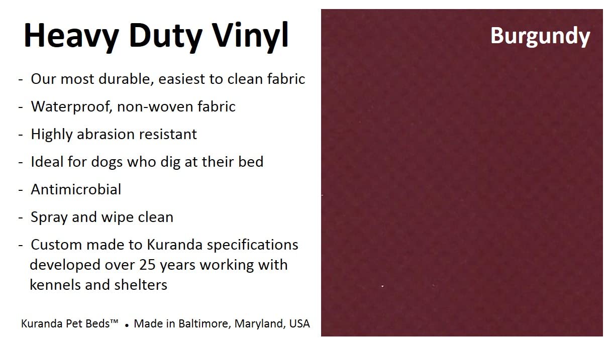 Kuranda Chewproof Crate Bed - Silver Aluminum - 30'' x 20'' - Vinyl - Burgundy