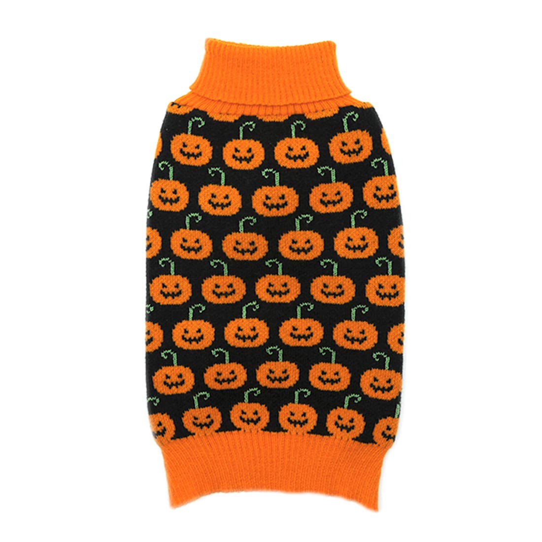 Kyeese Halloween Dog Sweater Pumpkin With Leash Hole Dog Sweater Turtleneck Dog Knitwear Warm Pet Sweater,M