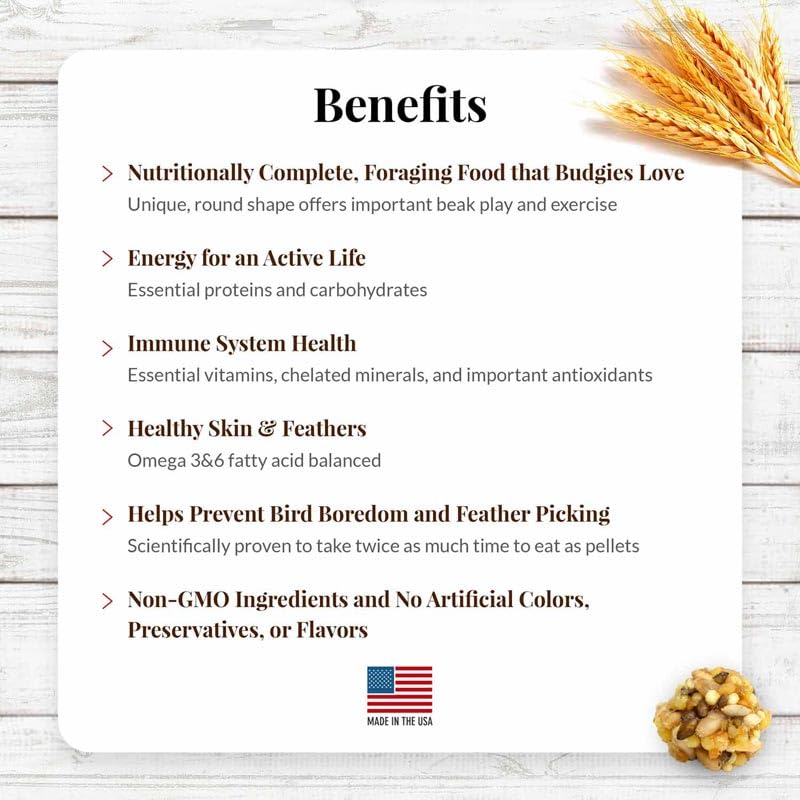 LAFEBERS Classic Nutri-Berries Pet Bird Food, Made with Non-GMO and Human-Grade Ingredients, for Parakeets (Budgies), 4 lb