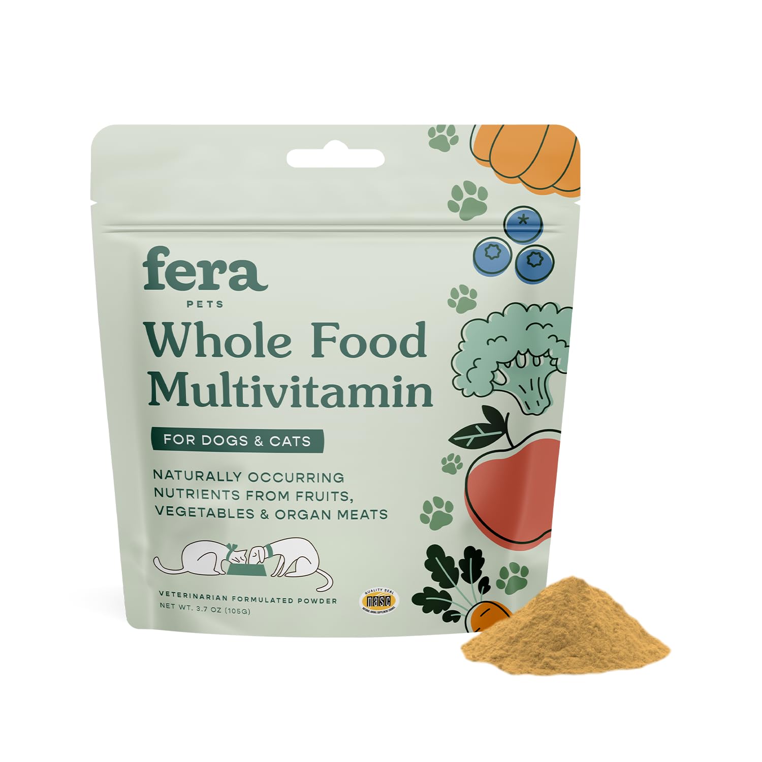Fera Pet Organics Whole Food Multivitamin Cat and Dog Food Topper - Vet Created Cat & Dog Vitamins Plus Minerals, Micronutrients