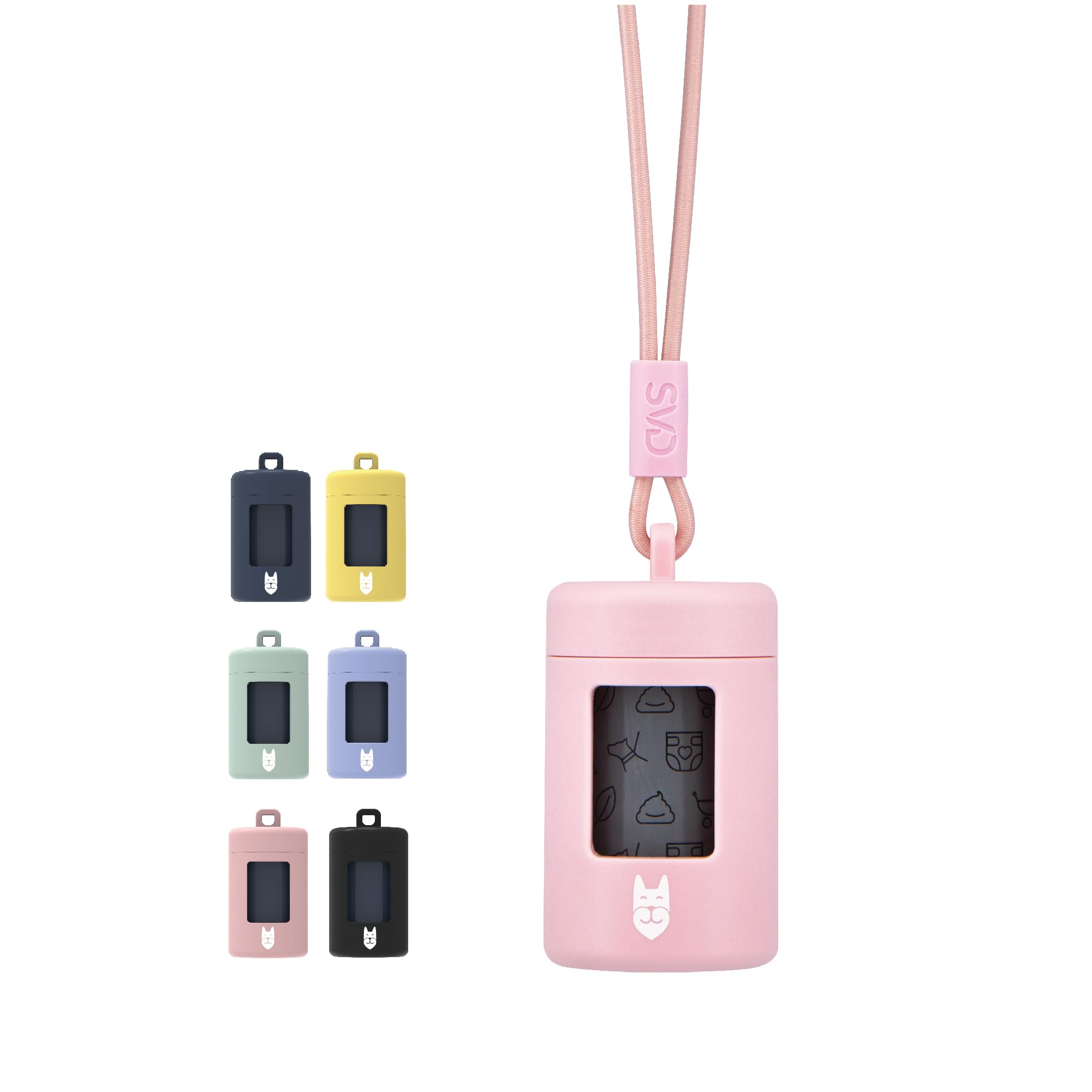 Svd.Pet Retractable Poop Bag Dispenser, Lightweight Holder, Stretchy Strap Fits Any Leash, Dog Walking Accessory (Primrose Pink)