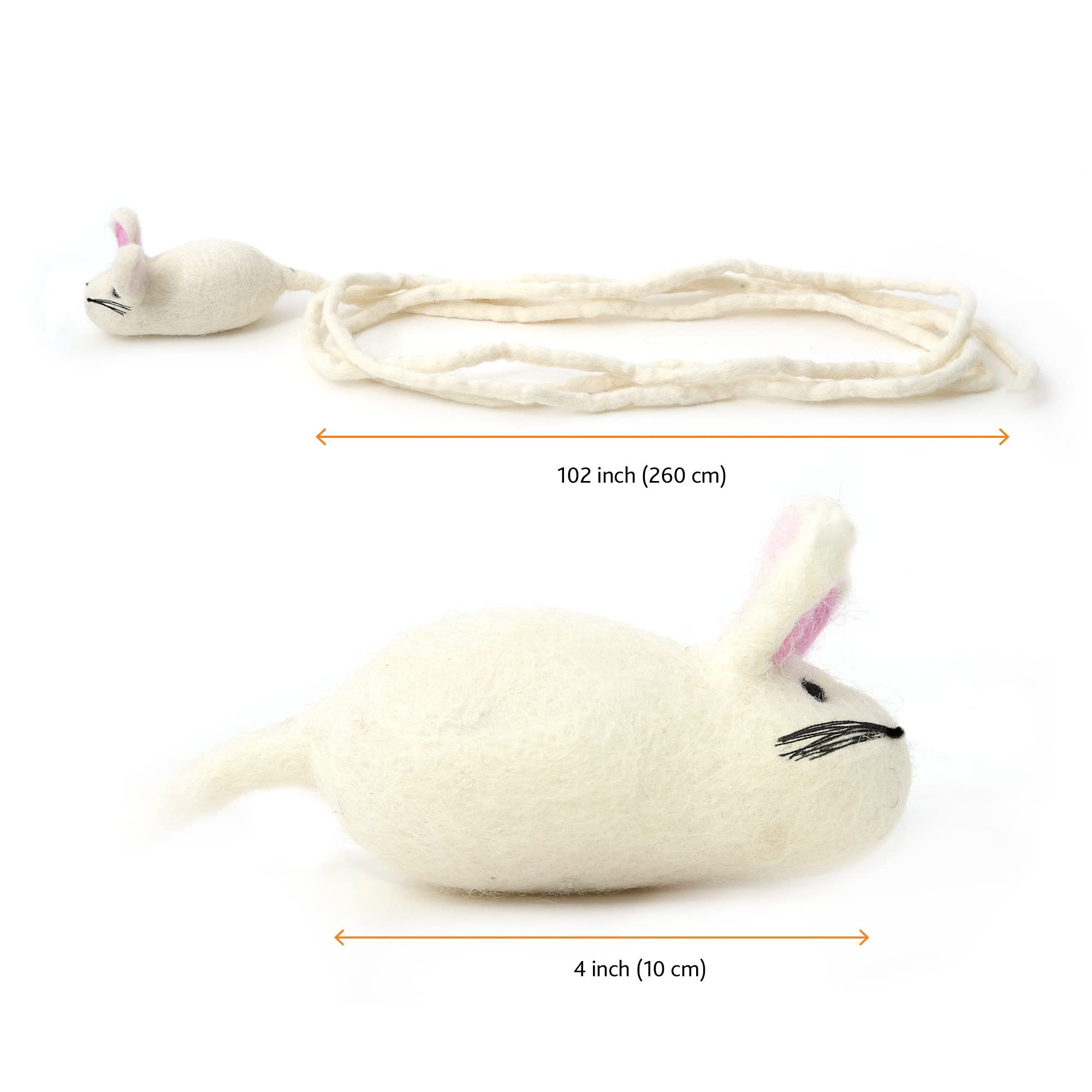 Glaciart One Felt Mouse Cat Toy - Soft Fuzzy Enrichment 100% Natural Wool - Interactive Catnip Play Cat Toy Set - Safe For Pets,