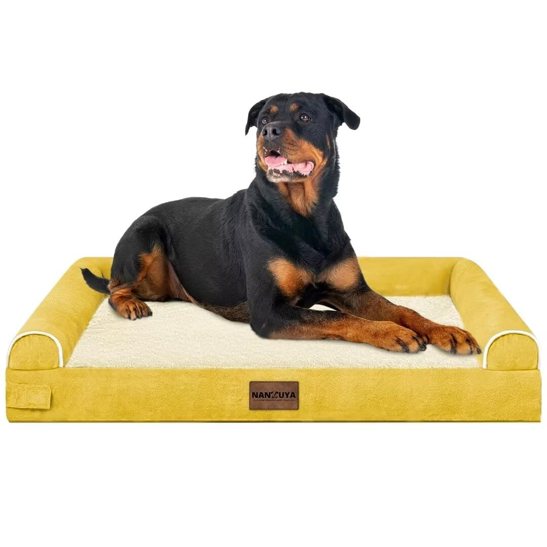 Large Dog Bed Orthopedic Washable: Beds Bolster Xxl Bed Big Xlarge Dogs Egg Crate Foam Sofa Couch Waterproof Removable Cover - Ginger