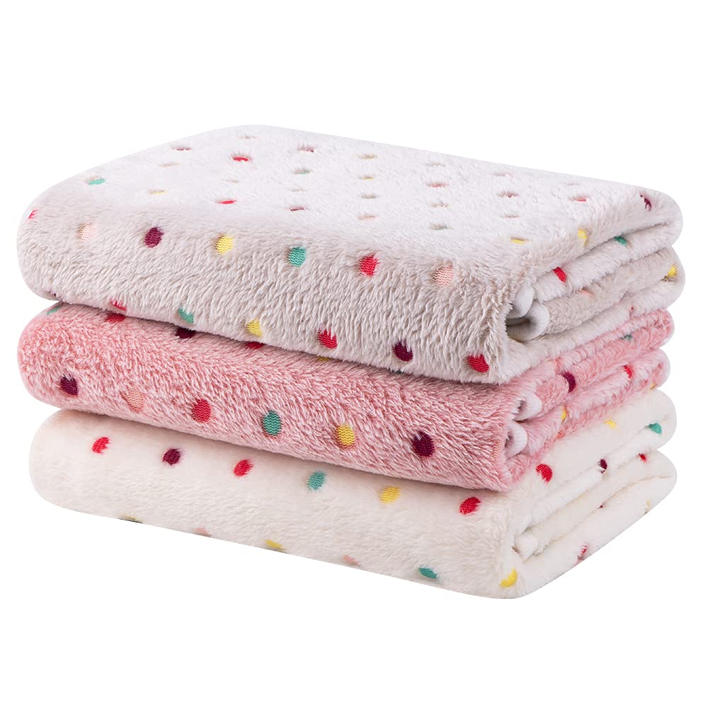 Dono 1 Pack 3 Dog Blankets, Soft Fluffy Fleece Pet Blanket Warm Sleep Mat Paw Print Design Puppy Kitten Throw Blanket Doggy Mat,