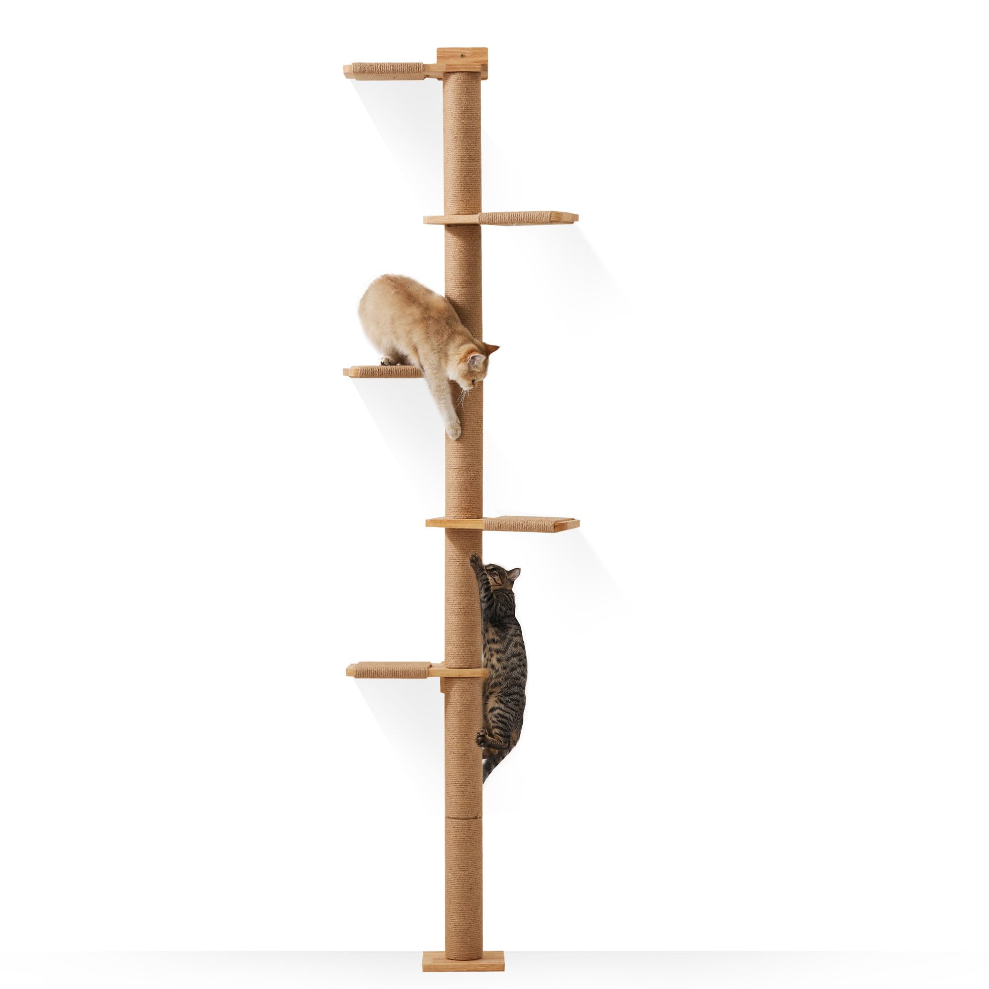 FUKUMARU Tall Cat Tree, 5 Tier Floor to Ceiling Cats Tower, Wall-Mounted Kitten Scratching Post, Wild Simulation Kittens Wall Sh