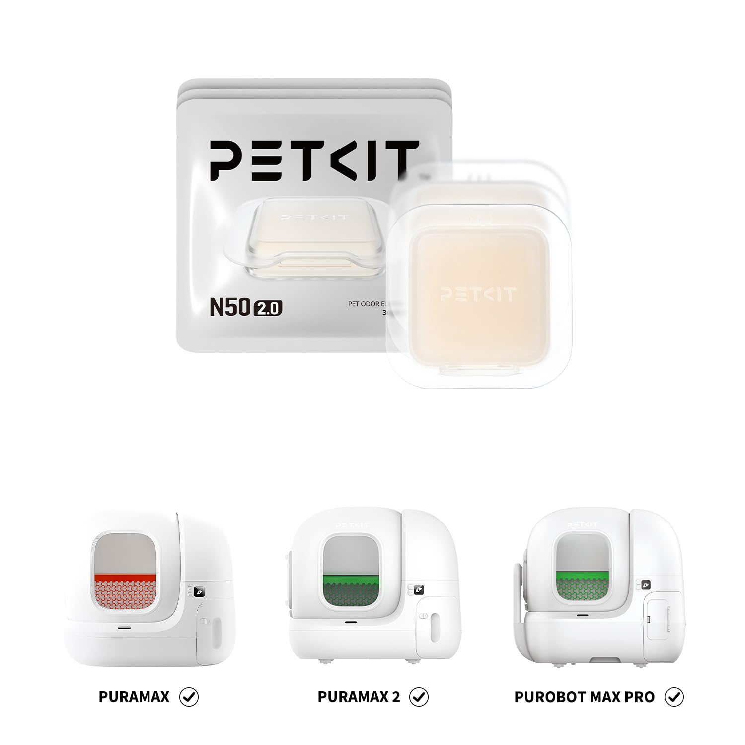 Petkit N50 Odor Eliminator 2.0 Exclusive For Puramax Self-Cleaning Cat Litter Box, Cat Toilet Odor Control(Pack Of 3)