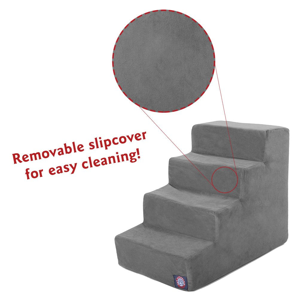 Majestic Pet 4 Step Portable Dog Stairs For Small Dogs To Get On Bed Supports 25 Lbs Or Less - Dog Steps For High Bed With Machi