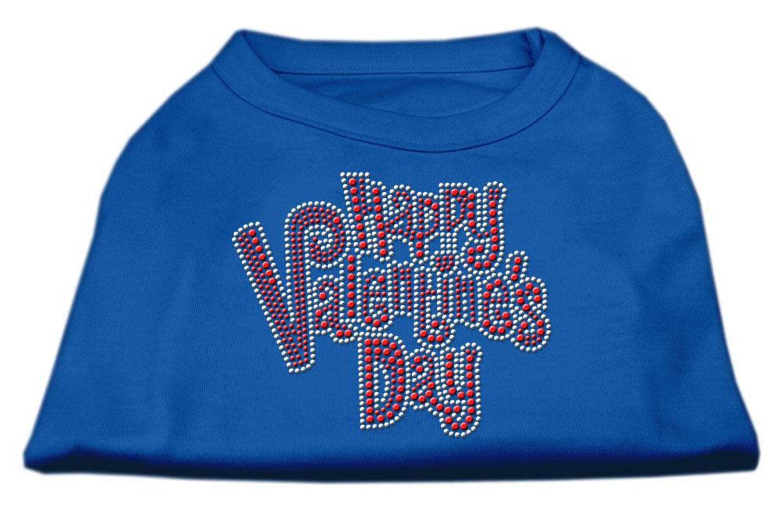 Mirage Pet Products Happy Valentines Day Rhinestone Dog Shirt, X-Small, Blue