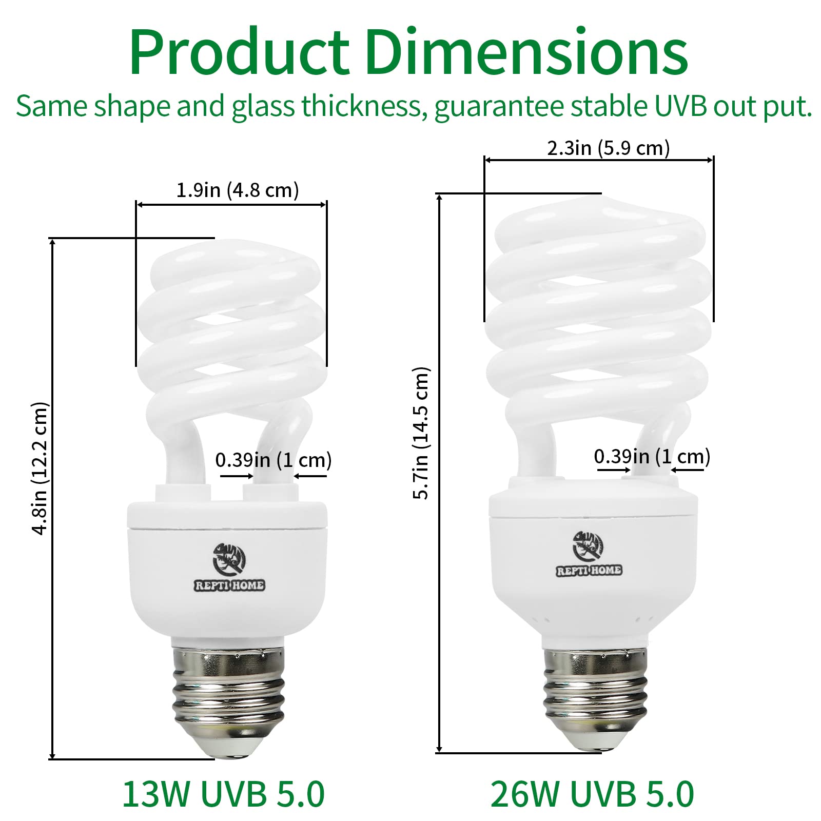 Repti Home Uvb Reptile Light 5.0, 26W Tropical And Sub-Tropical Uva Uvb Bulb For Reptiles, Tropical Terrarium Compact Fluorescent Lamp, Reptile Uvb Light Bulb For Chameleons, Iguanas, And Turtles