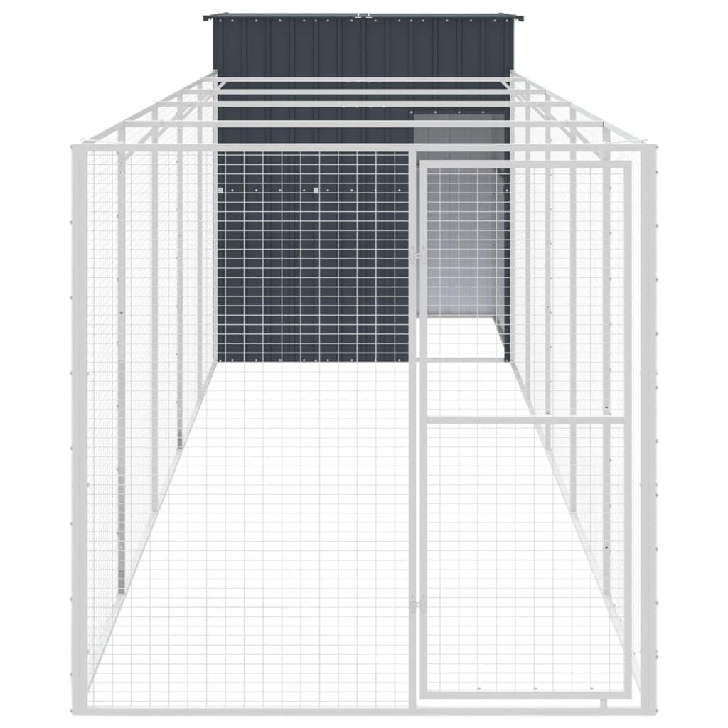 vidaXL Dog House with Run Anthracite 65x259.4x71.3 Galvanized Steel