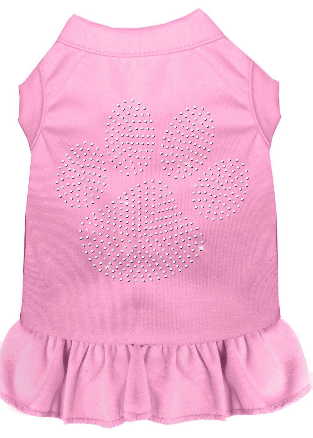 Pet Dog & Cat Dress Rhinestone, &quot;Clear Paw&quot; Light Pink SM (3-6 lbs.)