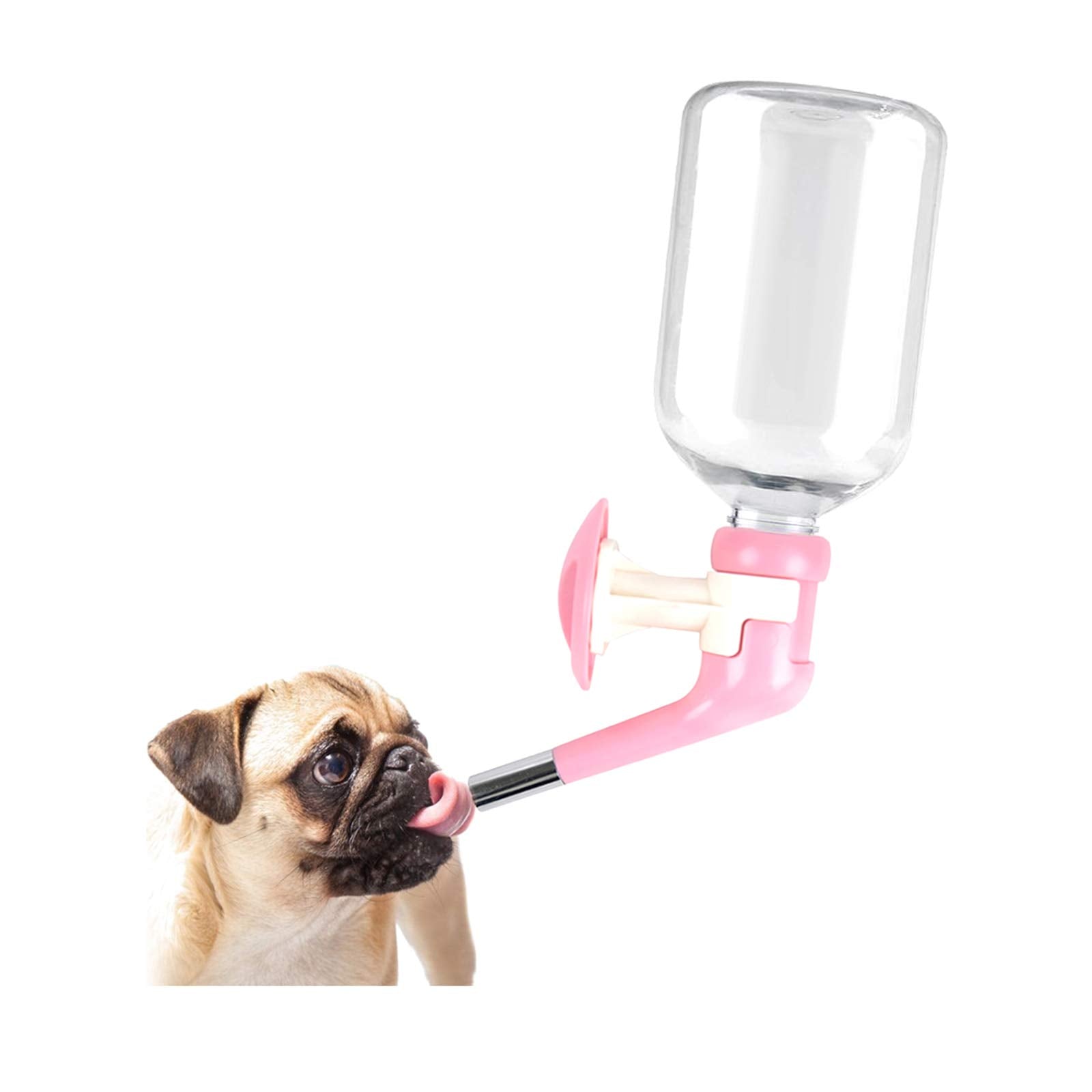 Andiker No-Drip Dog Water Dispenser Bottle-Dog Kennel Cage Water Dispenser Water Drinker Kettle For Pets Can Be Raised And Lowered Drinking Water Feeding Cage Water Bottle For Dogs (Pink)