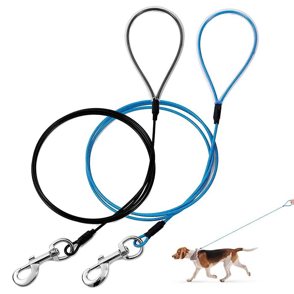 Mi Metty Chew Proof Dog Leash,6Ft Metal Cable Lead,Heavy Duty Leash Made Of Coated Wire Rope,Chew Resistant,Great For Large Dogs