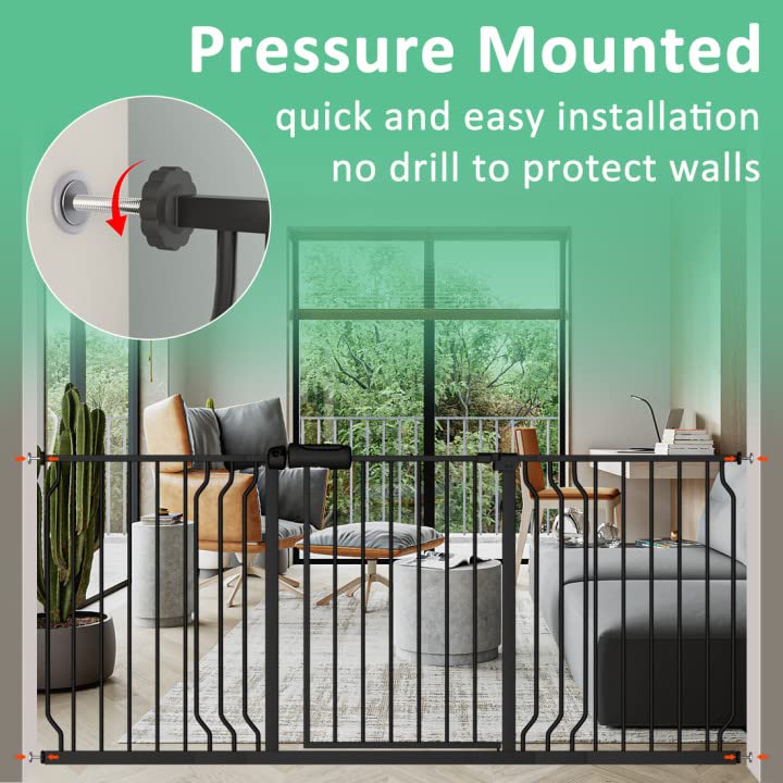ALLAIBB Extra Wide Pressure Mounted Baby Gate Walk Through Child Kids Safety Toddler Tension White Long Large Pet Dog Gates with