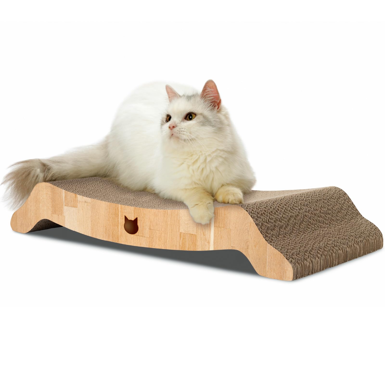 Necoichi Premium Comfort Series Cat Scratcher Curved Lounger And Scratcher Bed (C.Oak Bed, Large)