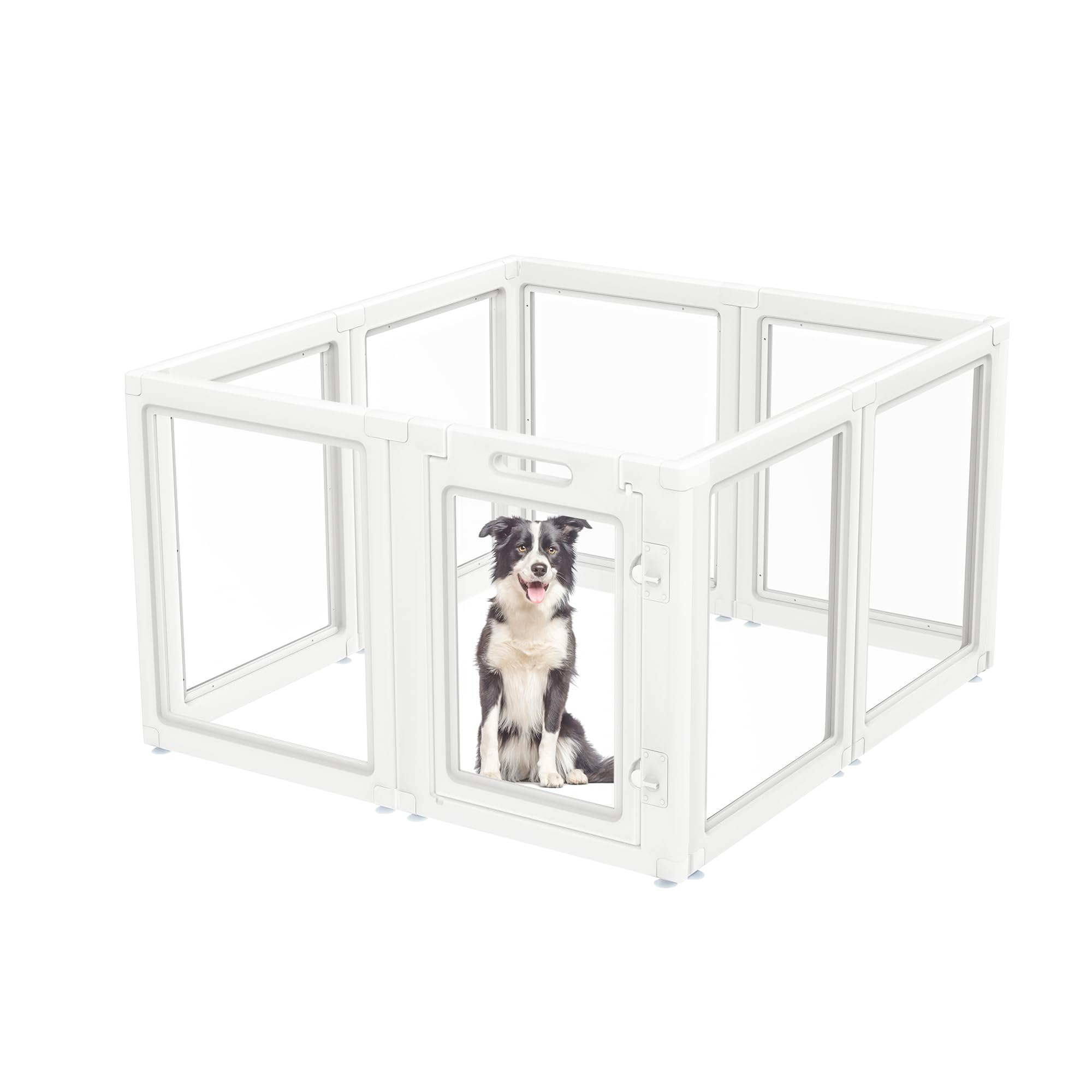 Fxw Auraspace Acrylic Indoor Dog Playpen For Small And Medium Dogs, 30 Inch, 8 Panels, White