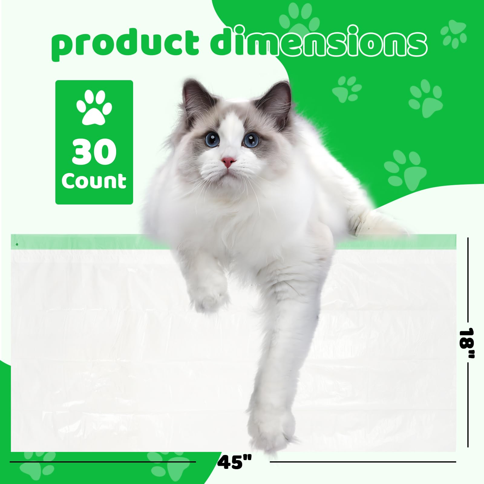 TXPEP 30 Count Giant Jumbo Cat Litter Box Liners - 45 x 18, Tear Resistant, Heavy Duty, Extra Large Disposable Pet Supplies