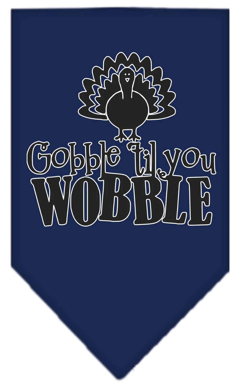 Mirage Pet Product Gobble til You Wobble Screen Print Bandana Navy Blue Small