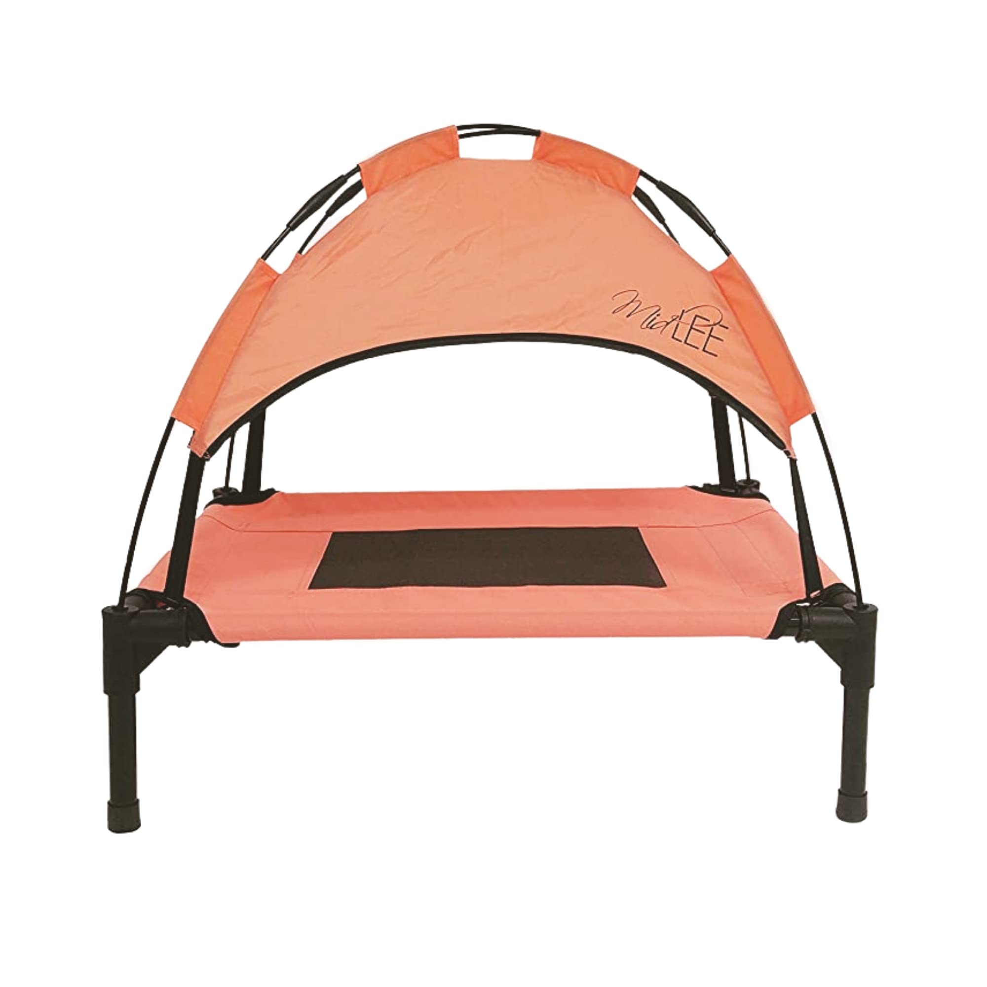 Midlee Salmon Dog Cot With Canopy (24'' X 30'')- Elevated Dog Bed Outside Dog Tent Carrying Bag