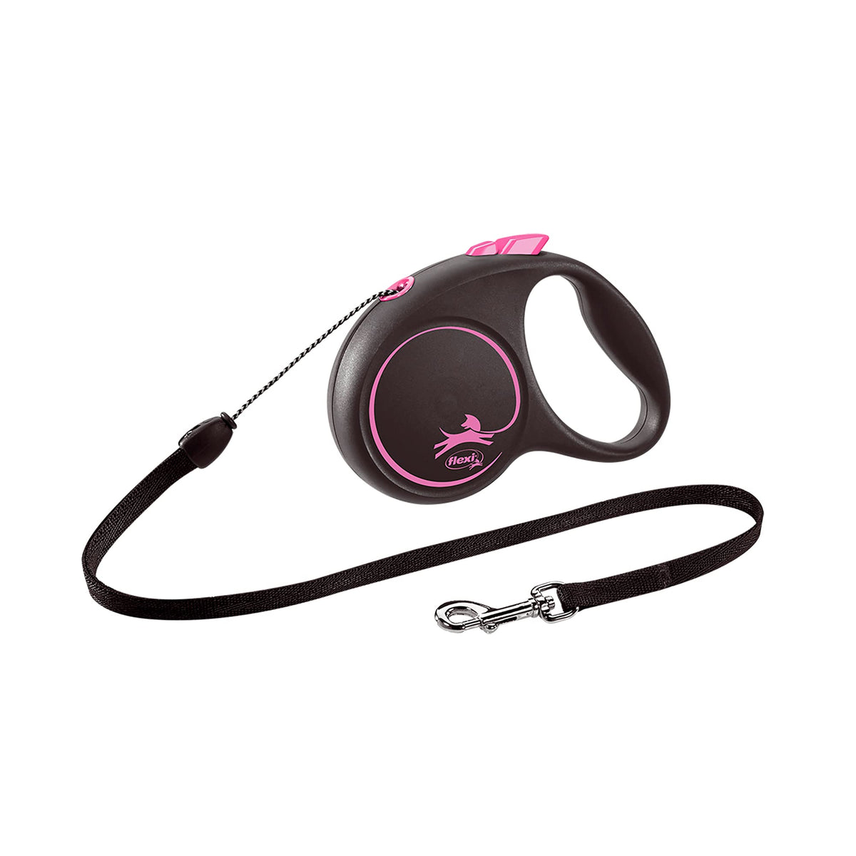 Flexi Black Design Cord Pink Small 5M Retractable Dog Leash/Lead For Dogs Up To 12Kgs/26Lbs