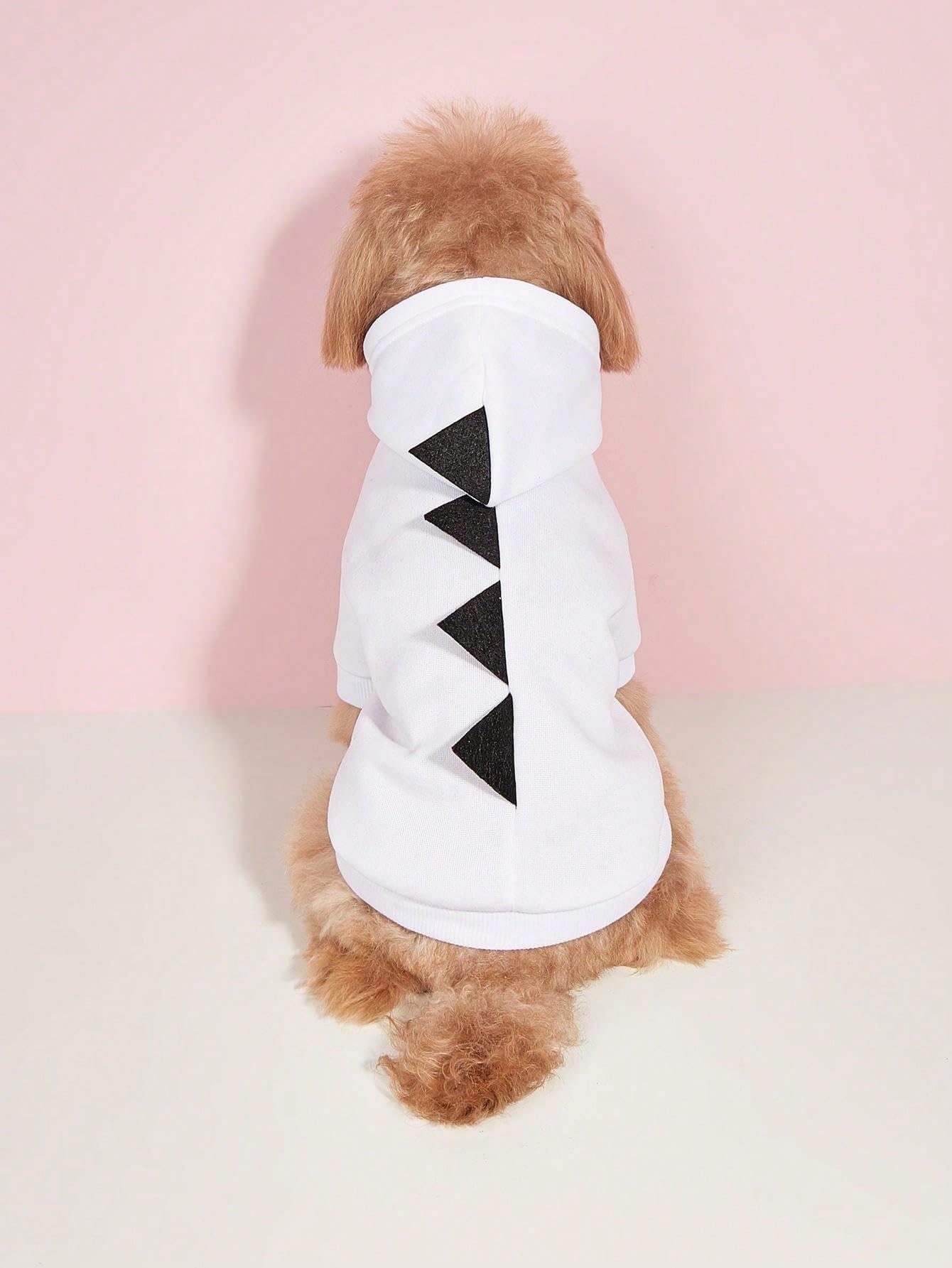 Qwinee Dinosaur Dog Hoodie Dog Warm Jacket Christmas Halloween Dog Costume Dog Clothes For Puppy Kitten Small Medium Dogs Cats White L