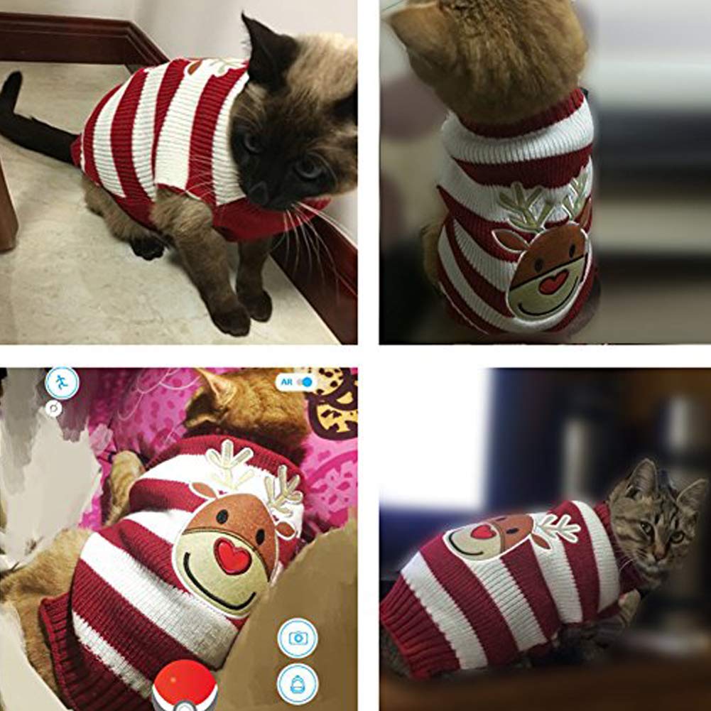Bobibi Cat Sweater Christmas Santa Claus Pet Cat Winter Knitwear Warm Clothes