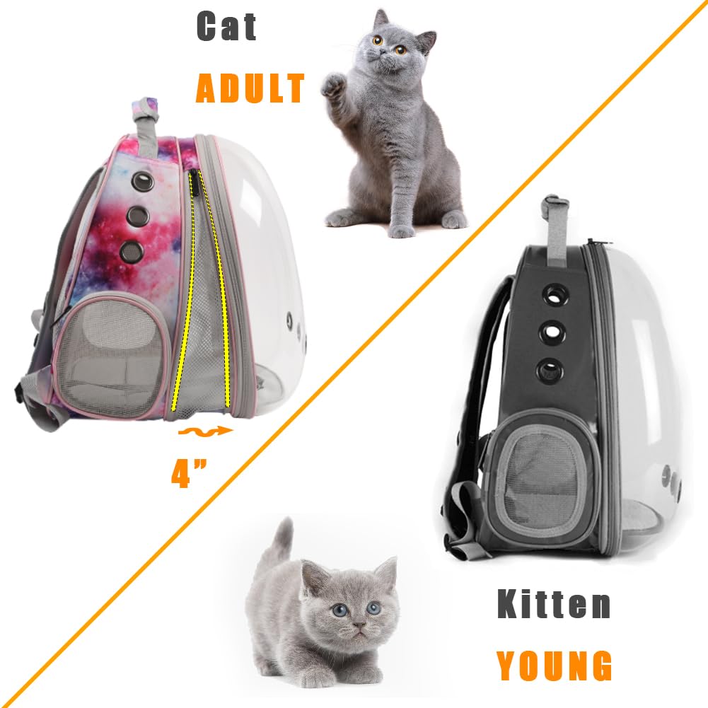 Front Expandable Cat Backpack Carrier, Fit Up To 20 Lbs, Space Capsule Astronaut Bubble Window Backpack For Large Fat Cat And Small Puppy
