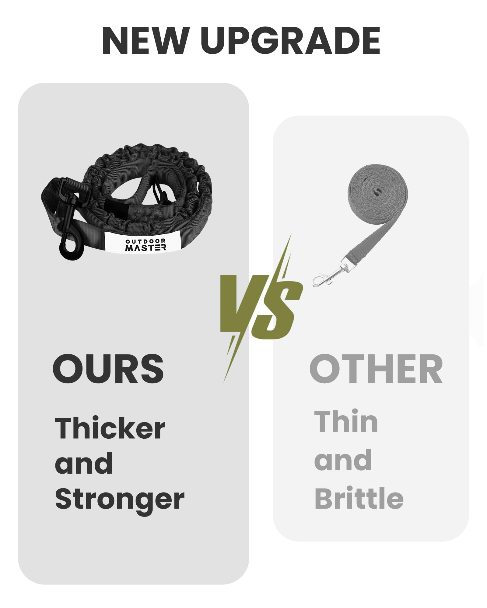 Outdoormaster Bungee Dog Leash, Heavy Duty Dog Leash With Shock Absorption, 2 Padded Handles Training Leash, Improved Dog Safety And Comfort (Tan, 4 Ft)