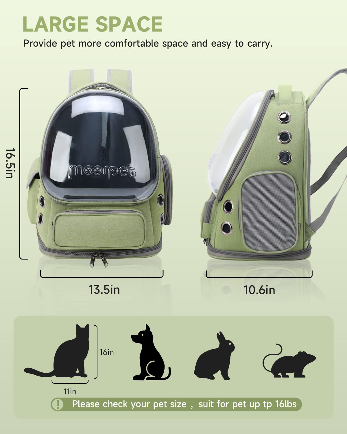 Cat Backpack Carrier, Breathable Cat Carrier Foldable Bubble Backpack For Kitty To Medium Cat Small Dog Up To 15Lbs Travel Hiking Transparent Pet Carrier