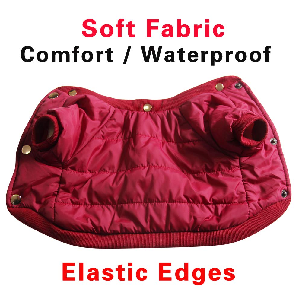 Joydaog Fleece Lined Dog Coat With Detachable Hood And Detachable Hind Legs,Warm Puppy Jacket In Winter(Red M)
