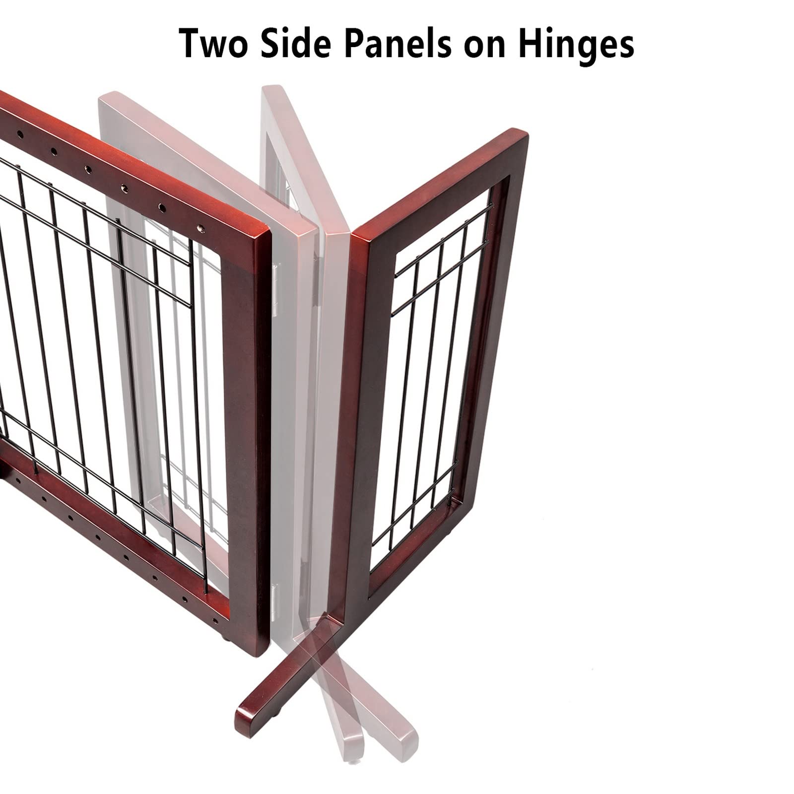 Bonnlo Free Standing Pet Gates for Dogs Indoor Dog Fence, Solid Wooden Dog Gates for The House,Doorways and Stairs, Doggie Gates