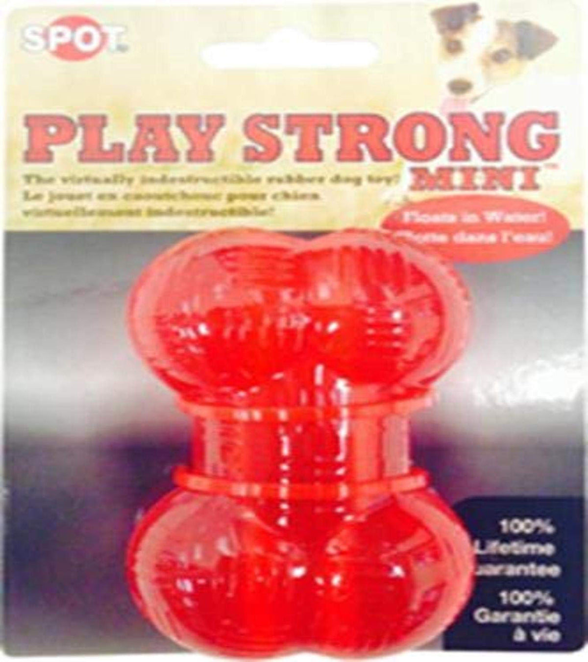 Spot Ethical Dog Ethical Pets 54099 Play Strong Rubber Bone, 3.5', Red