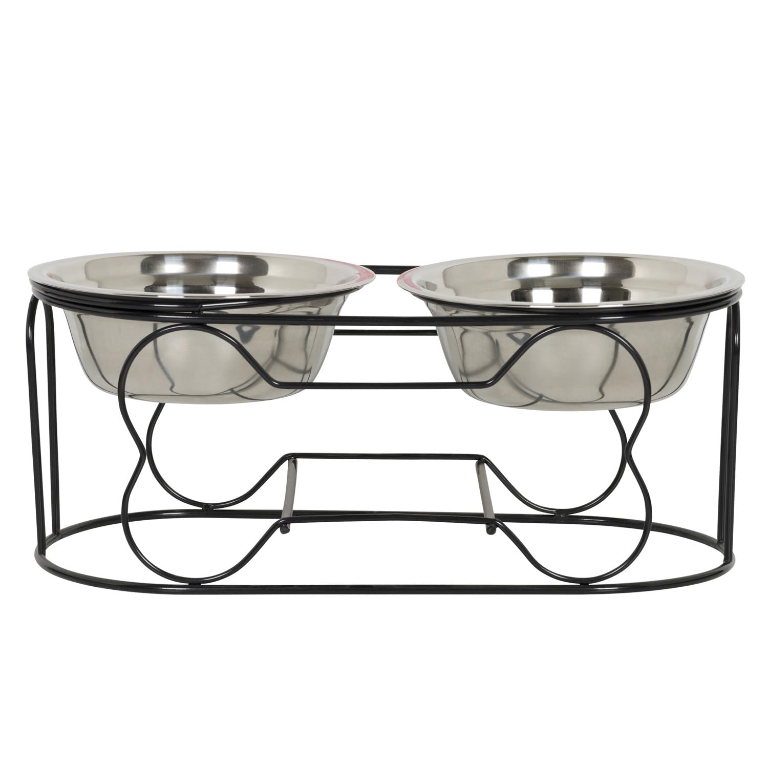 Yml 5-Inch Wrought Iron Stand With Small Double Stainless Steel Feeder Bowl