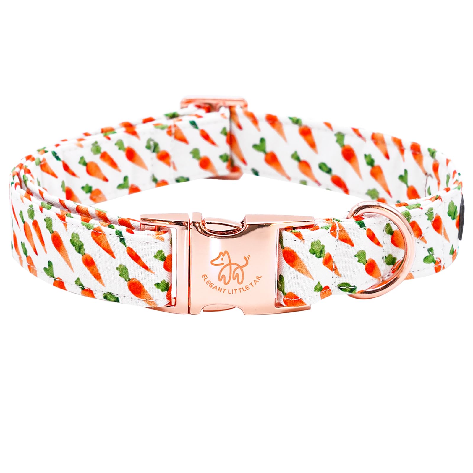 Elegant Little Tail Orange Carrot Print Puppy Dog Collar, S Size, Cotton Material, Unique Design, Durable, Superior Details, Per