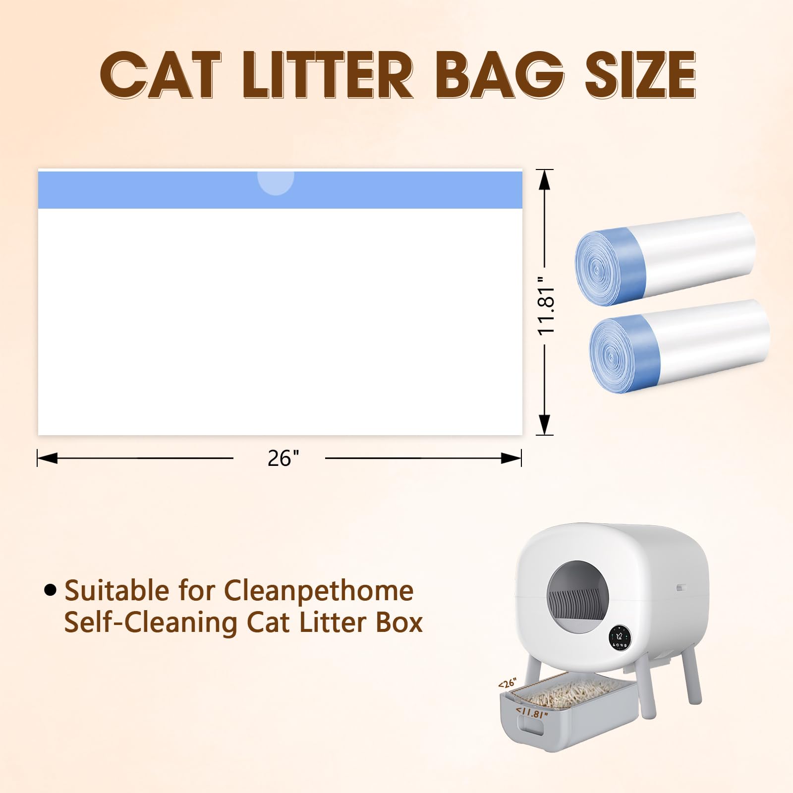 40 Count Extra Large Litter Box Liners, Cat Litter Waste Receptacles Bags For Fumoi And Fsitego Self-Cleaning Cat Litter Box