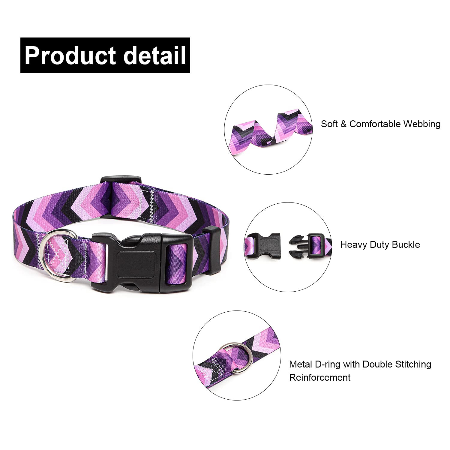 Suredoo Adjustable Dog Collar With Patterns, Ultra Comfy Soft Nylon Breathable Pet Collar For Small Medium Large Dogs (L, Arrow)