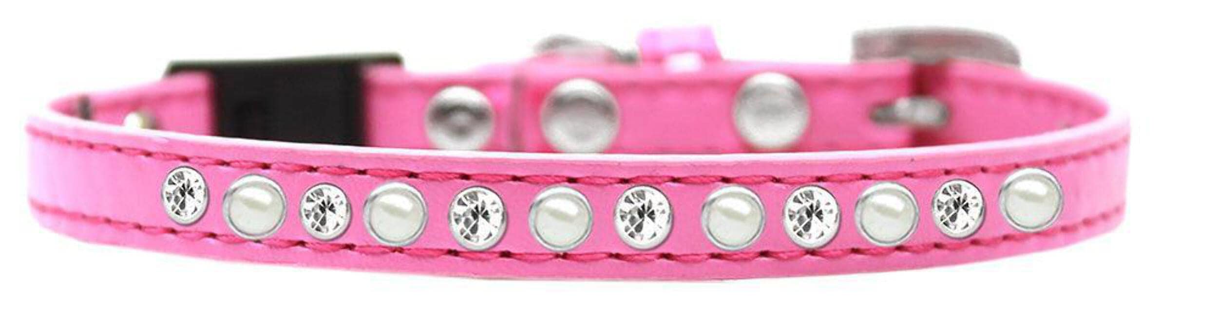 Breakaway Cat Collar, "Pearl & Clear Jewel" Light Pink 12