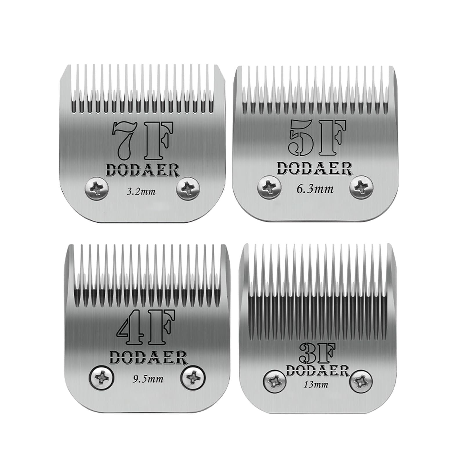 Dodaer Size 7F/5F/4F/3F Detachable Pet Dog Grooming Blades Of Stainless Steel,Compatible With Andis,Oster A5,Wahl Km10 Series,4 